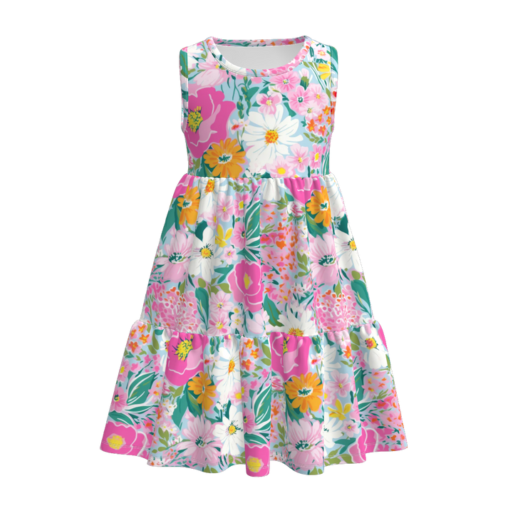Girls floral Splicing sundress