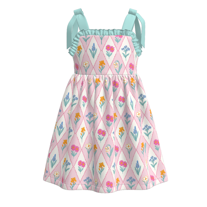 Girls Bow tie suspender dress
