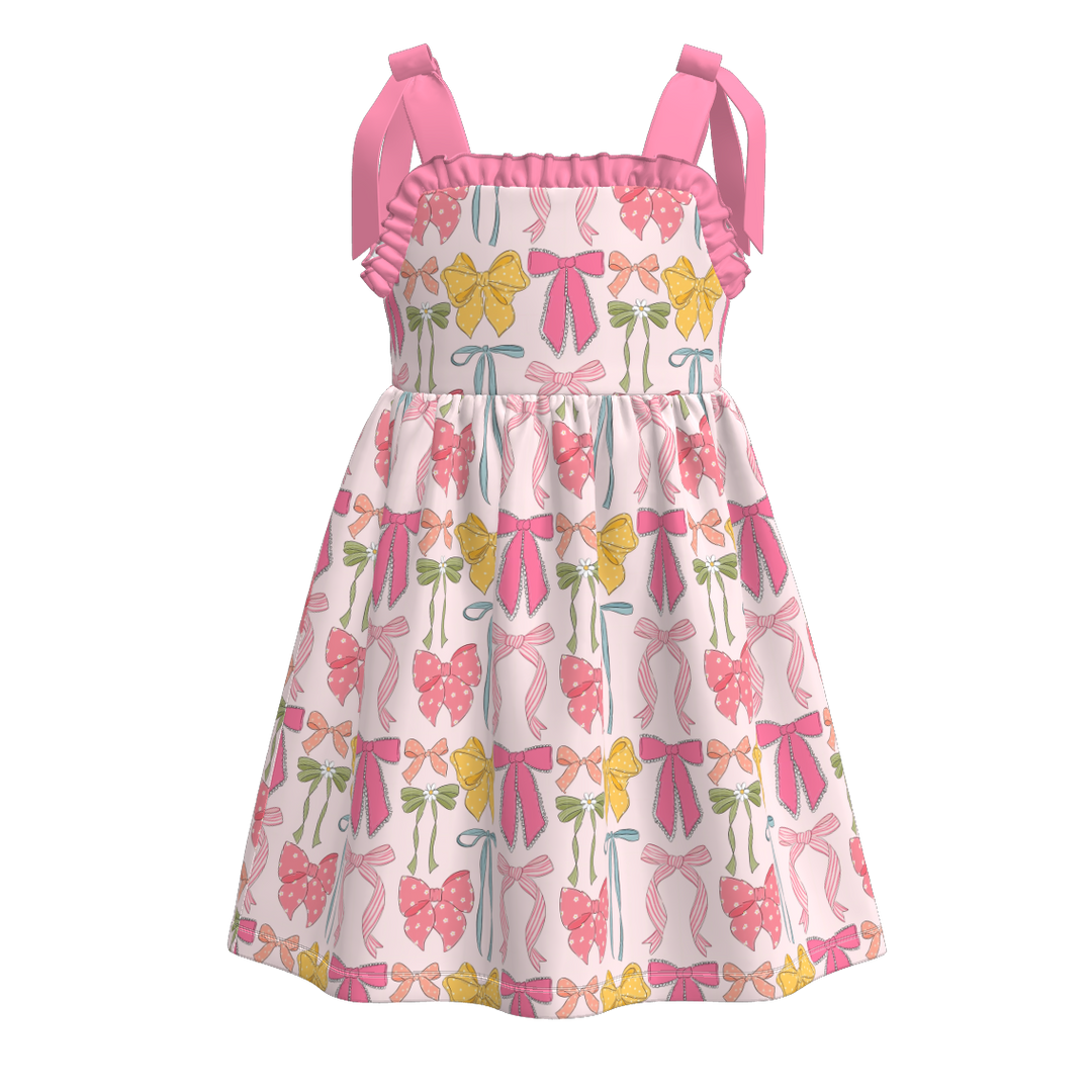 Girls Bow tie suspender dress