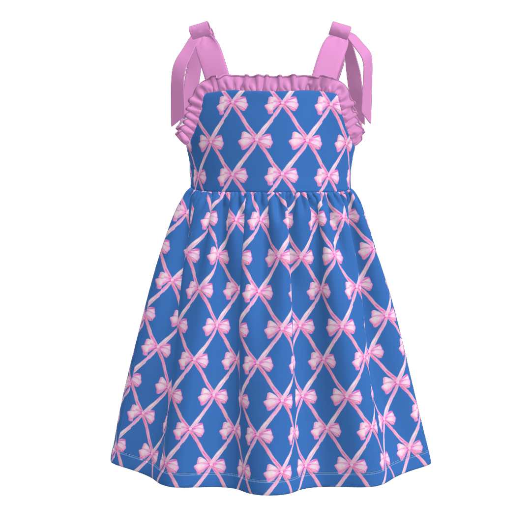 Girls Bow tie suspender dress