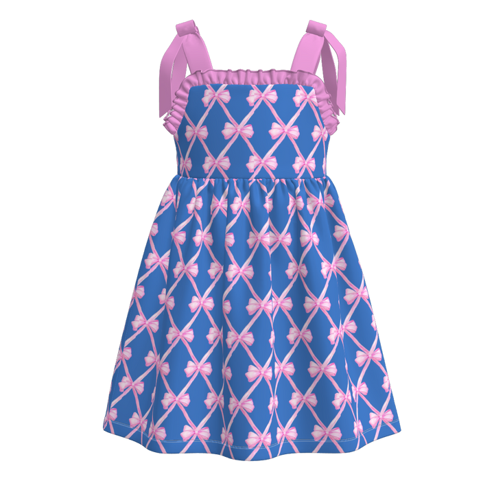 Girls Bow tie suspender dress