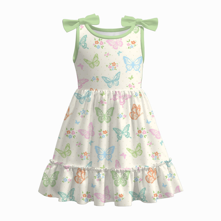 Girls summer bowknot sleeveless sundress