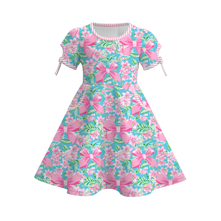 Girls summer pocket floral twirl dress