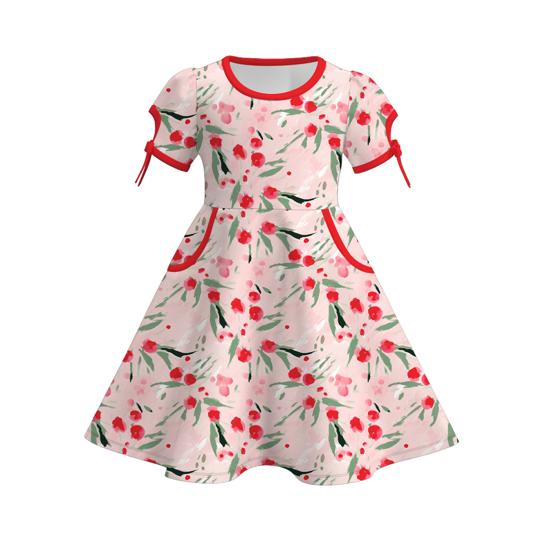 Girls summer pocket floral twirl dress