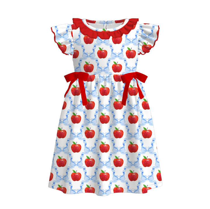Back to school Apple printed twirl dress
