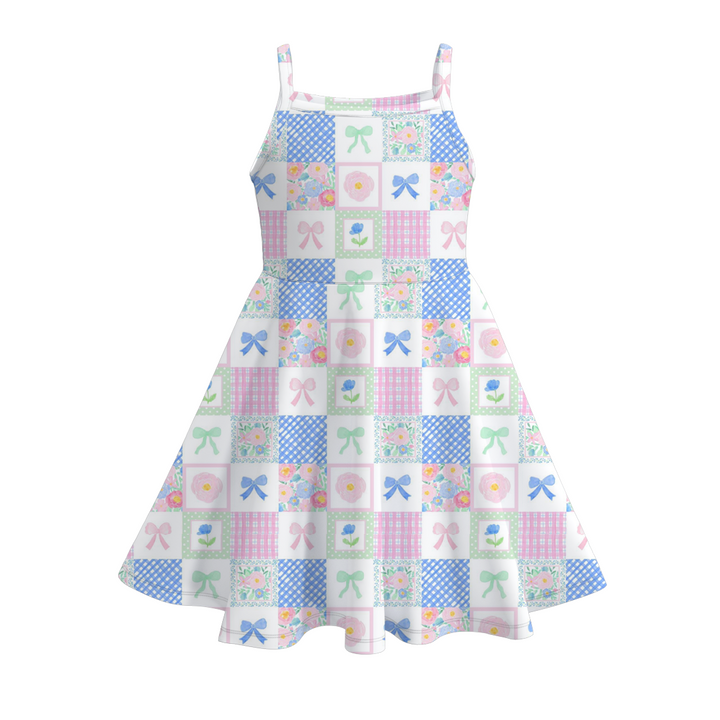Girls Cute Dinosaur Print Suspender Dress