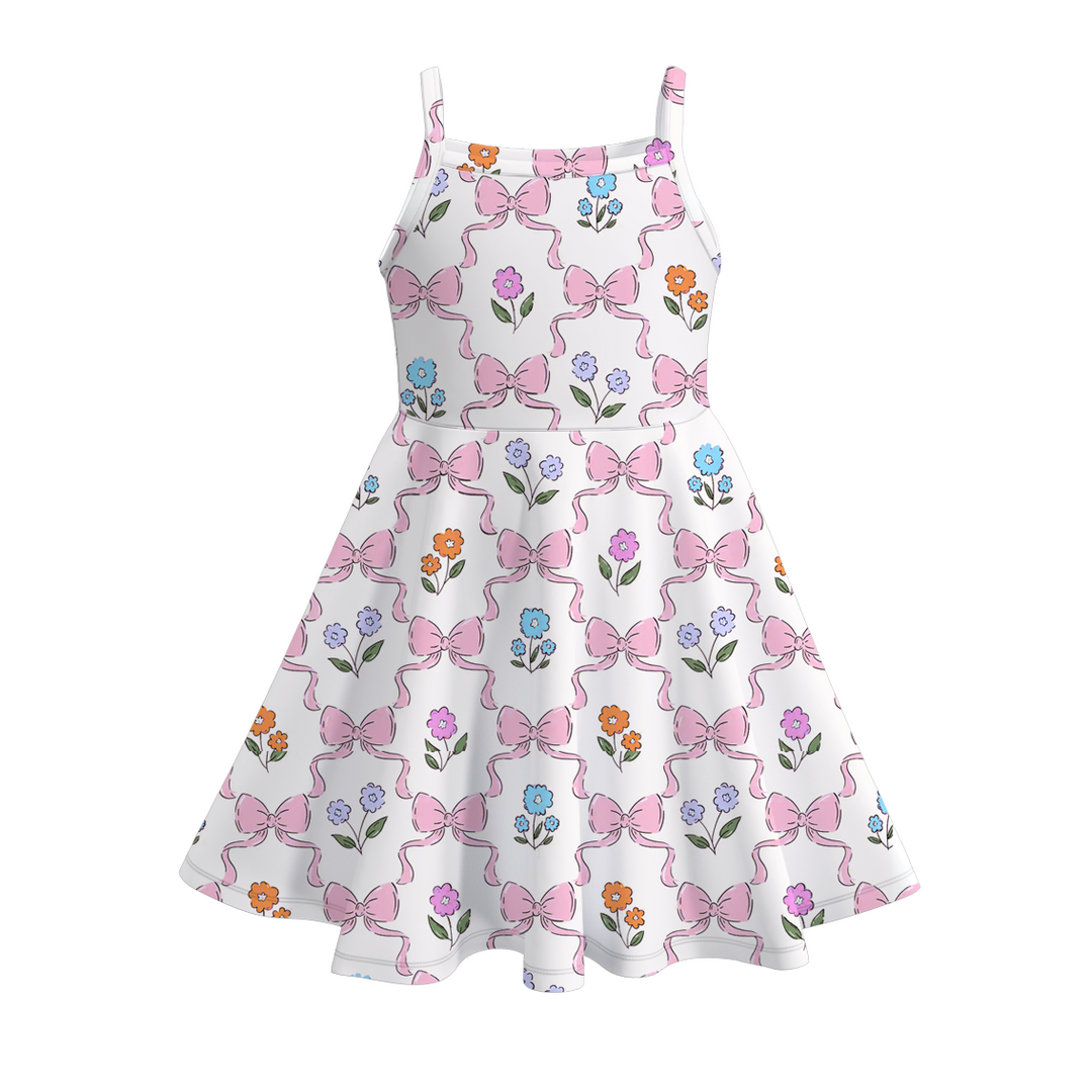Girls Cute Dinosaur Print Suspender Dress