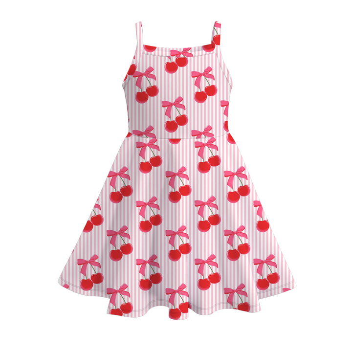 Girls Cute Dinosaur Print Suspender Dress