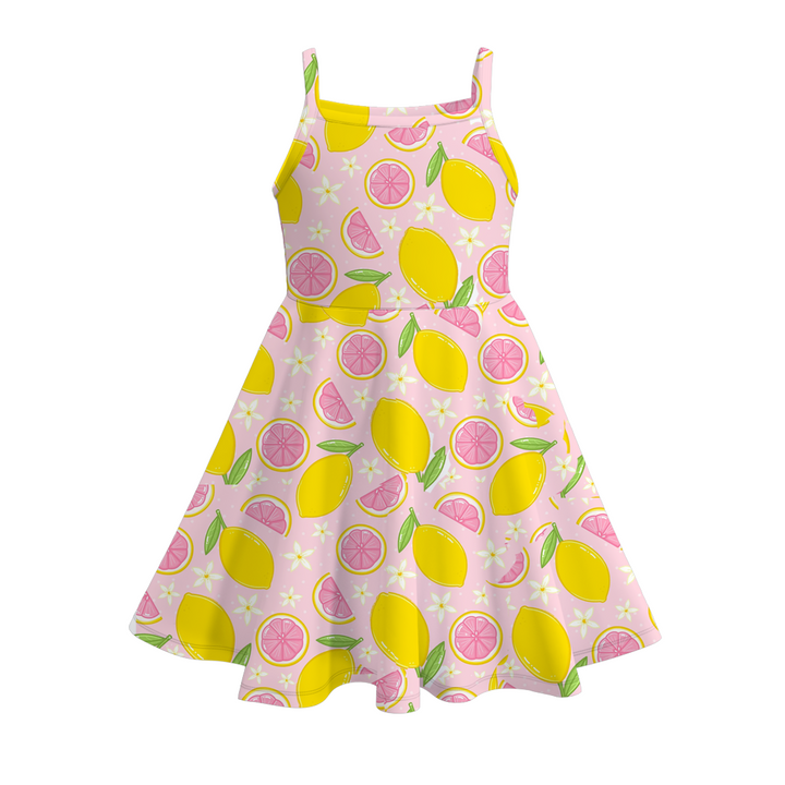Girls Cute Dinosaur Print Suspender Dress