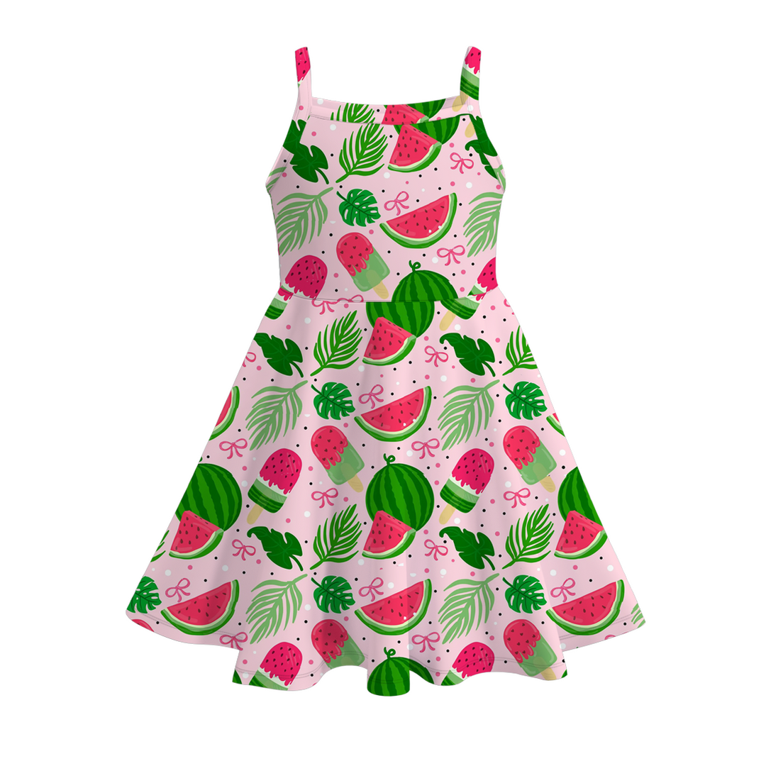 Girls Cute Dinosaur Print Suspender Dress