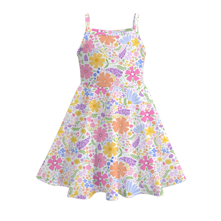 Girls Cute Dinosaur Print Suspender Dress