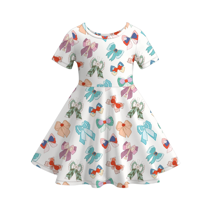 Girls princess cartoon printed short sleeve dress