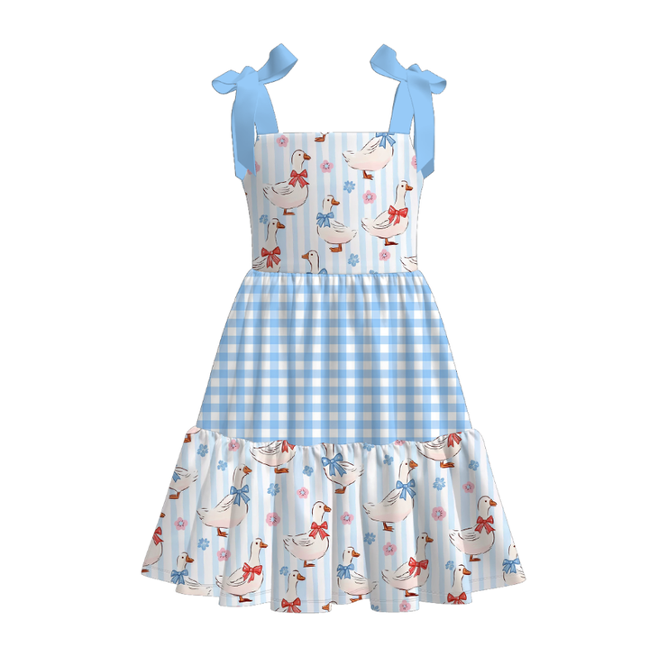 Girls summer bow tie patchwork floral dress