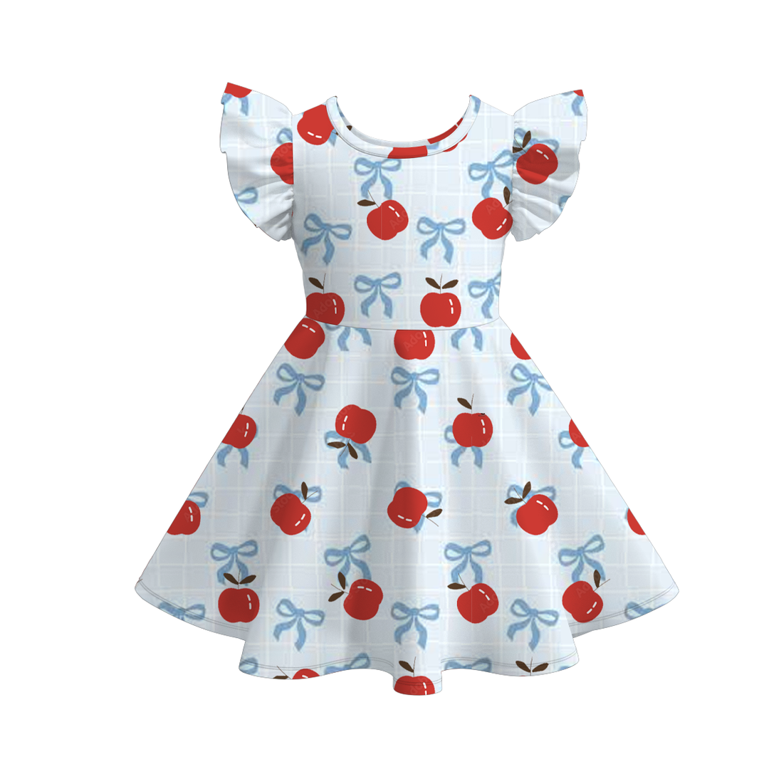 Back to school Apple printed twirl dress