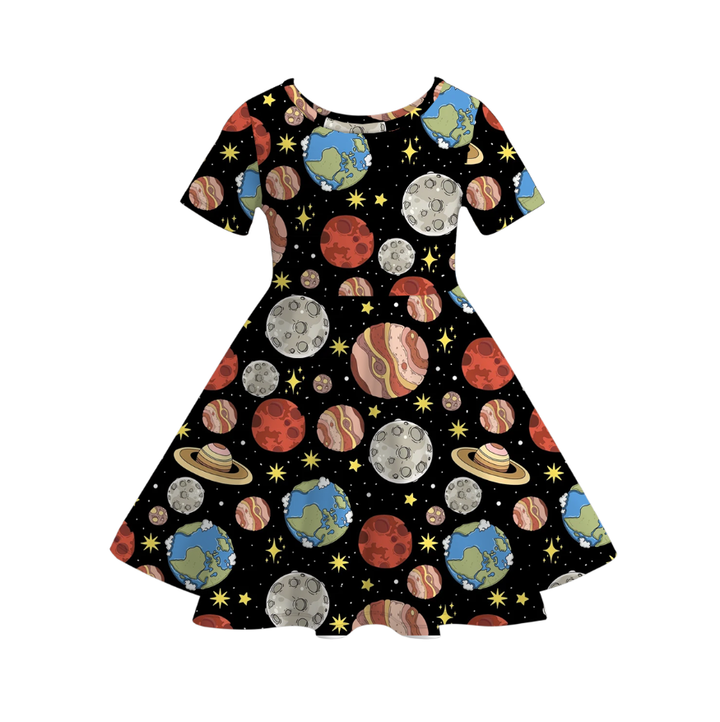 Girls summer Bluey printed ruffle twirl dress