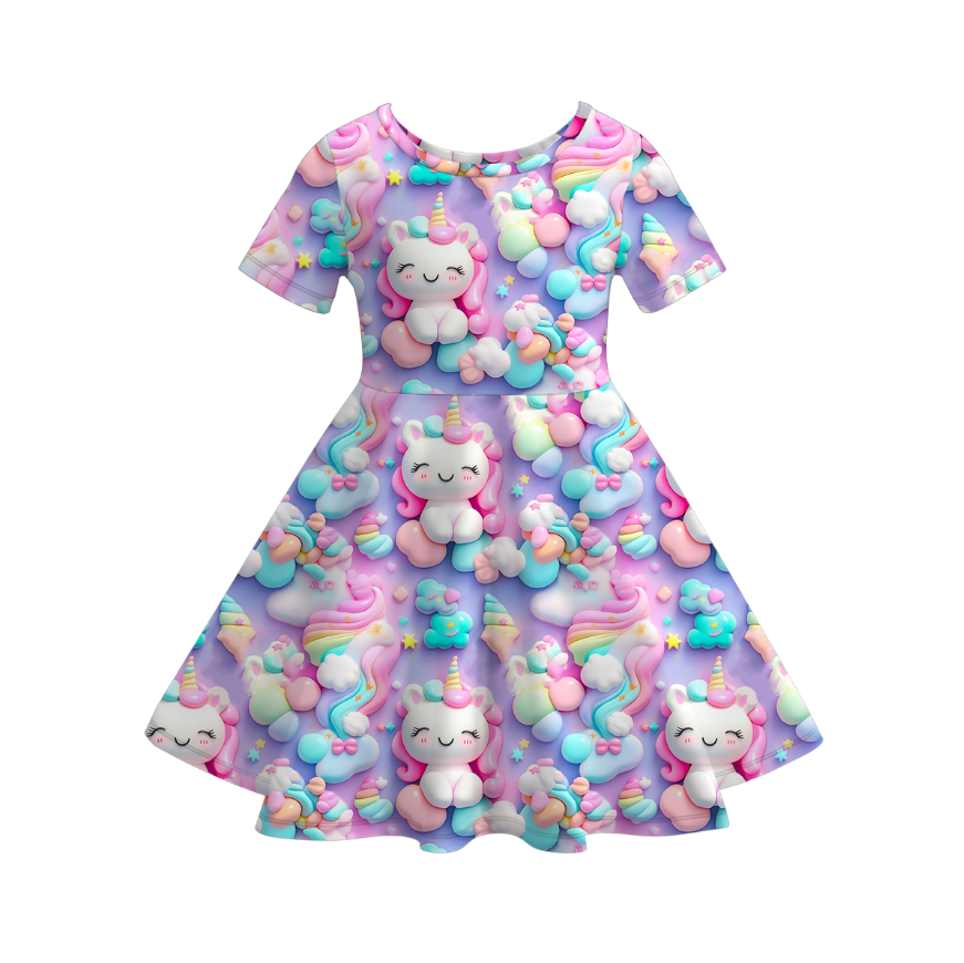 Girls summer Bluey printed ruffle twirl dress