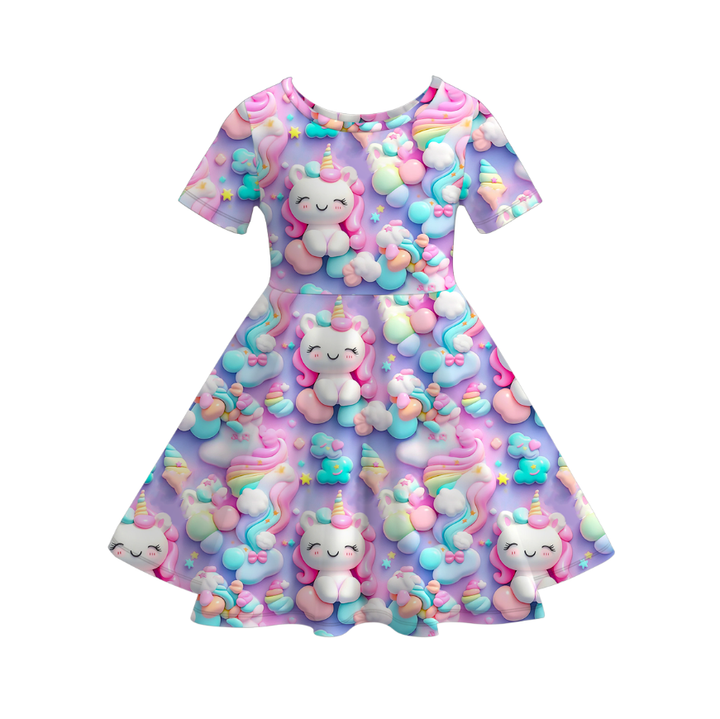 Girls summer Bluey printed ruffle twirl dress