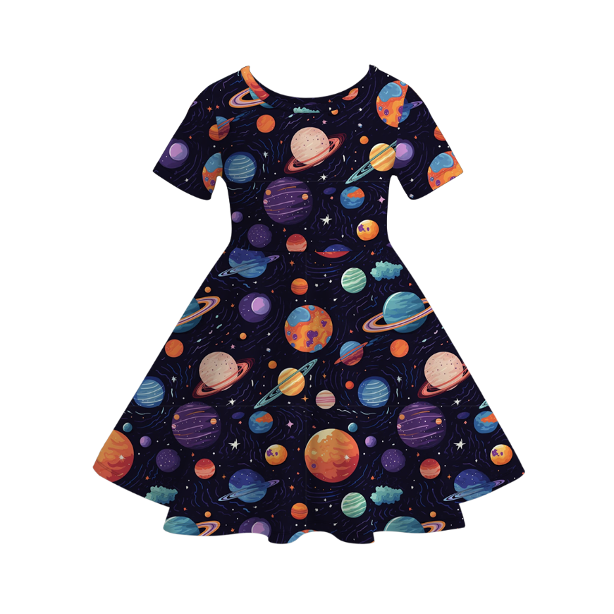Girls summer Bluey printed ruffle twirl dress