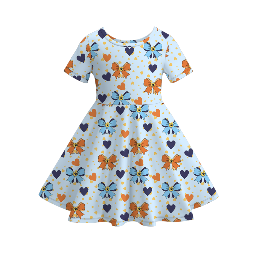 Girls summer Bluey printed ruffle twirl dress
