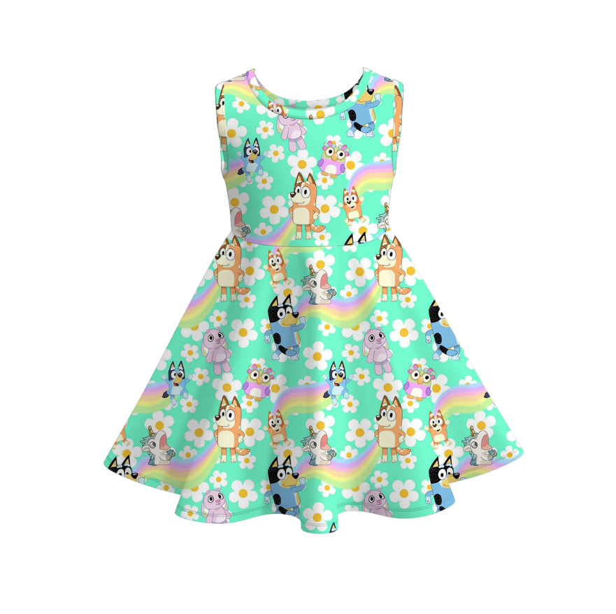 Girls summer Bluey printed sleeveless twirl dress