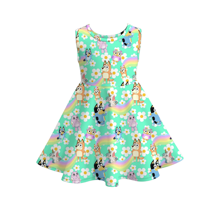 Girls summer Bluey printed sleeveless twirl dress