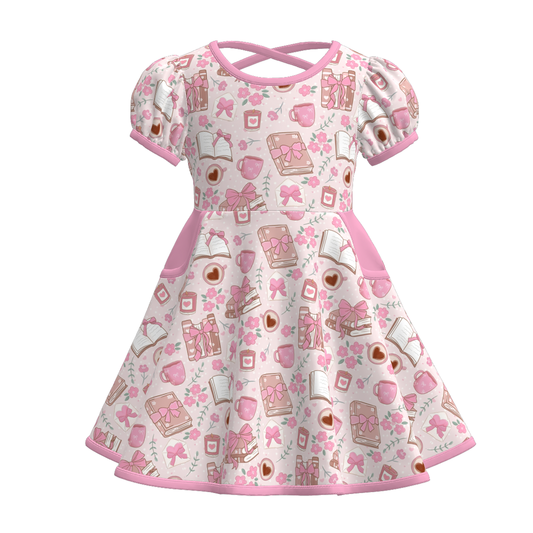 Back to school cross-back pocket twirl dress
