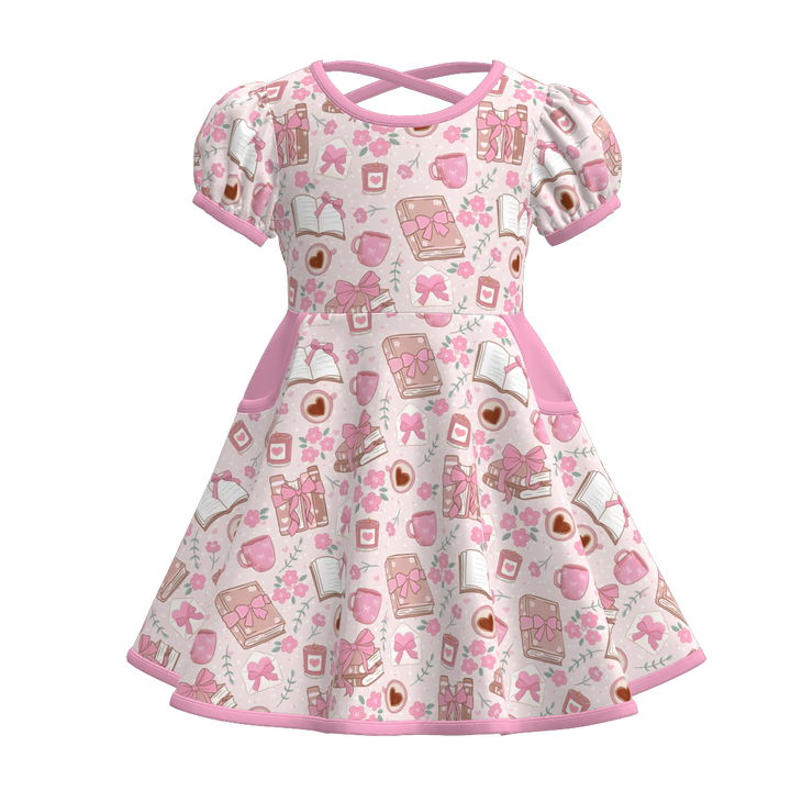Back to school cross-back pocket twirl dress
