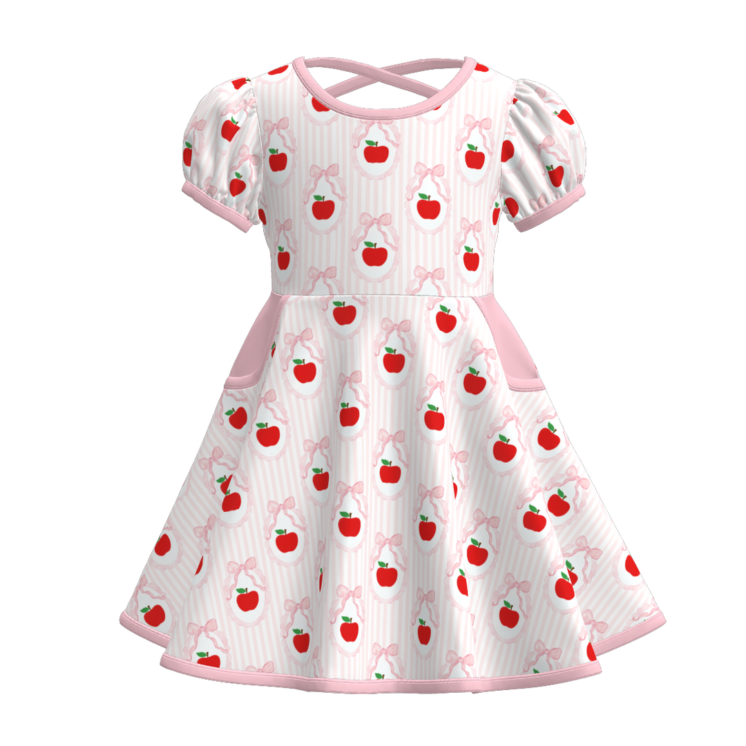 Back to school cross-back pocket twirl dress