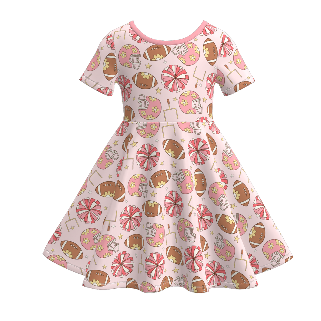 Girls School Ball Sports Theme Print dress