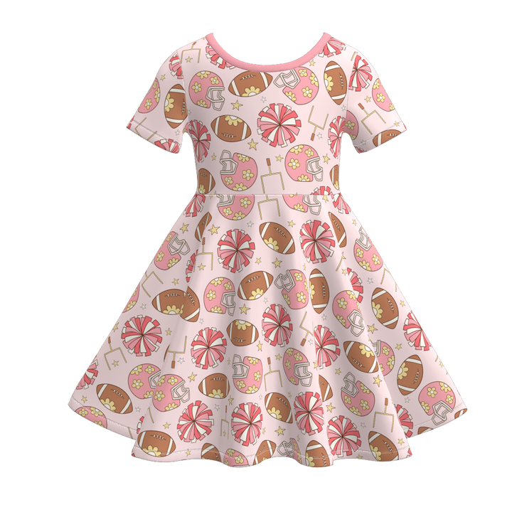Girls School Ball Sports Theme Print dress