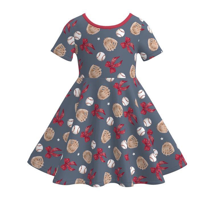 Girls School Ball Sports Theme Print dress