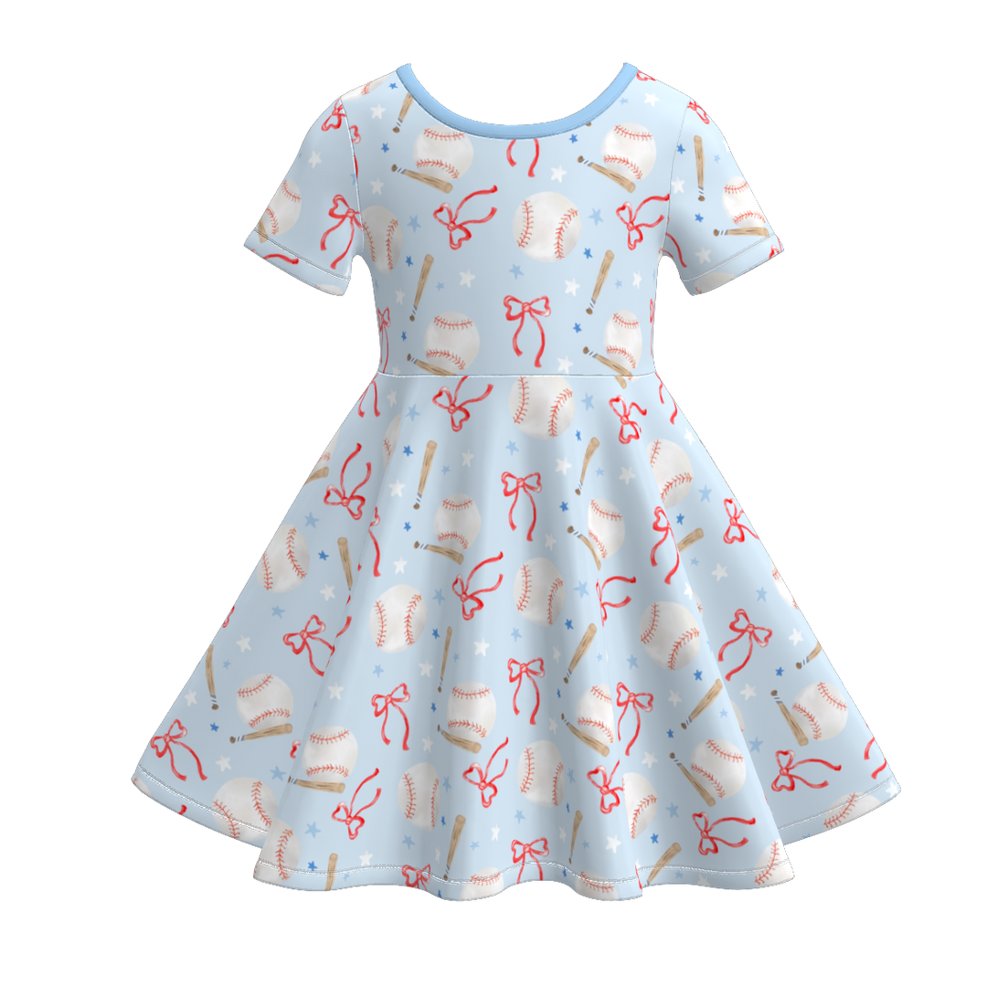Girls School Ball Sports Theme Print dress