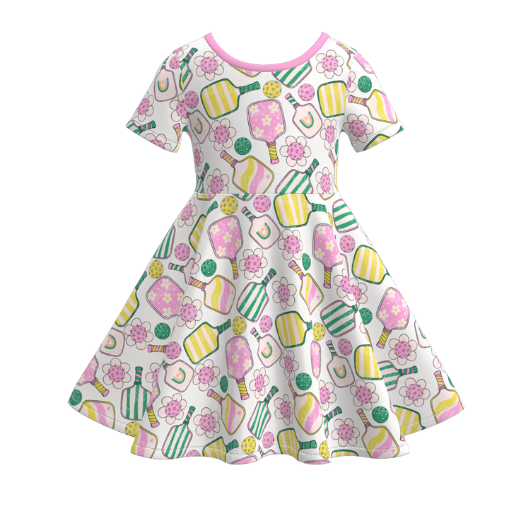 Girls School Ball Sports Theme Print dress