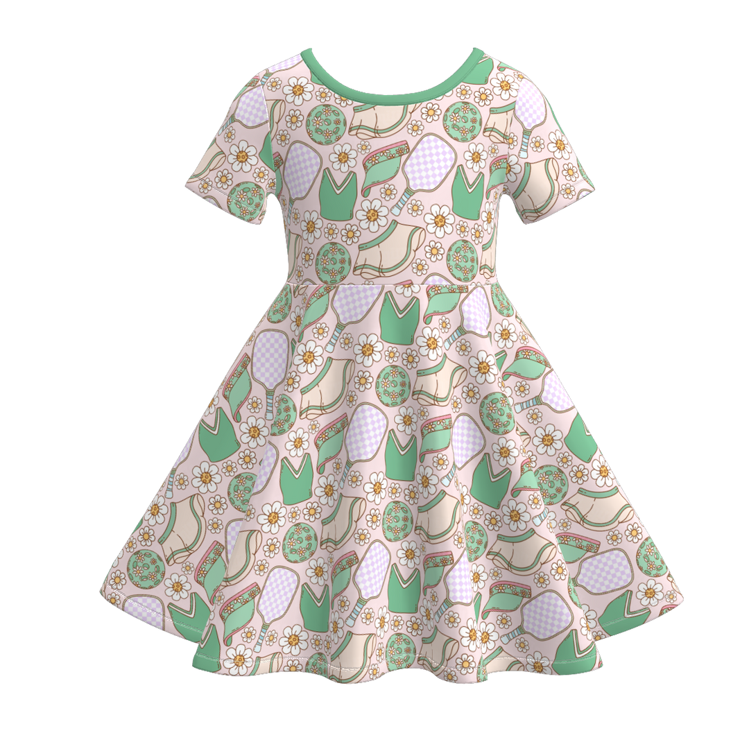 Girls School Ball Sports Theme Print dress