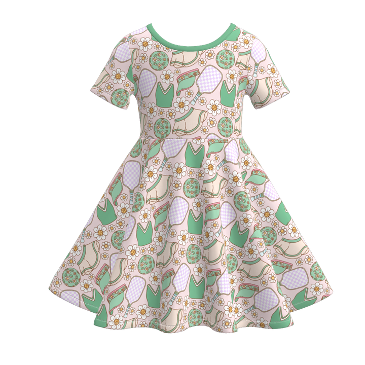 Girls School Ball Sports Theme Print dress