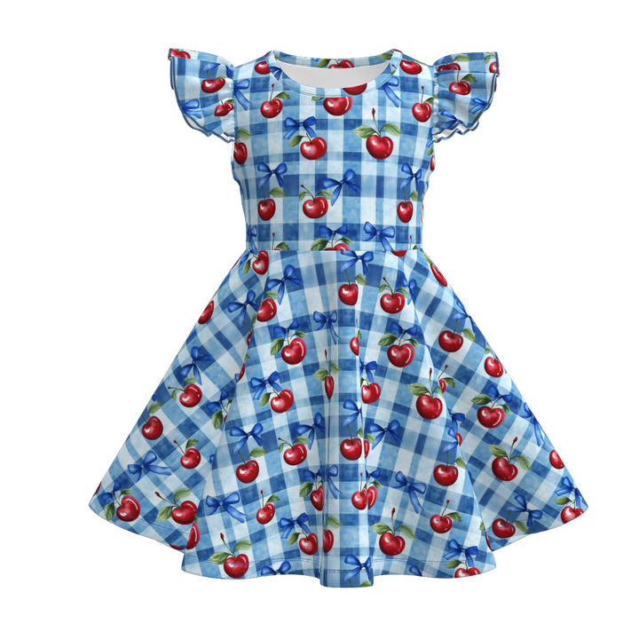 Girls 4th of July Patriotic flutter Sleeve twirly Dress
