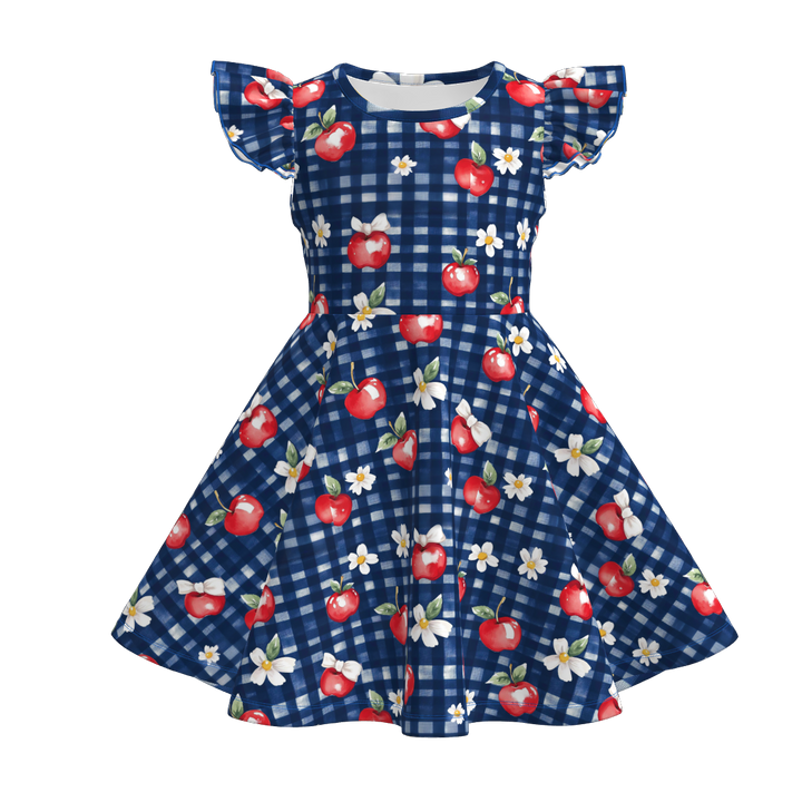 Girls 4th of July Patriotic flutter Sleeve twirly Dress