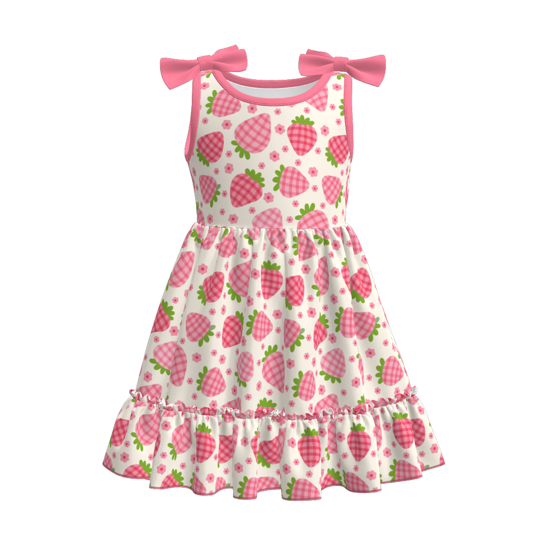 Butterfly bowknot tank splicing dress for girls