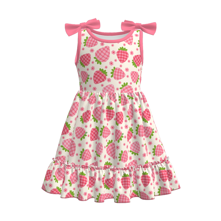 Butterfly bowknot tank splicing dress for girls