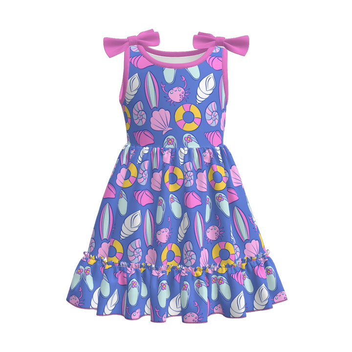 Butterfly bowknot tank splicing dress for girls