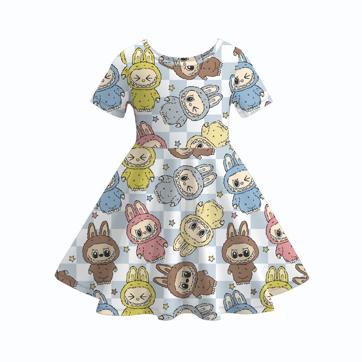 Girls skirt set with labubu printed