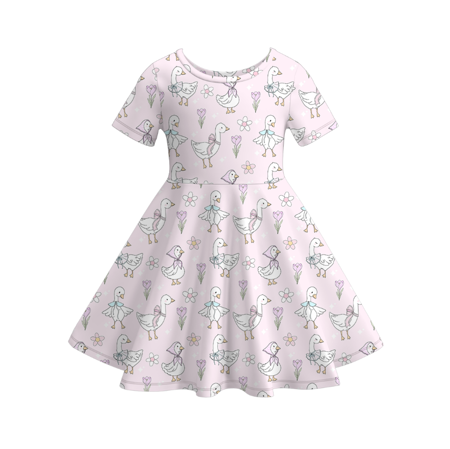 Pink cute duck romper Sisters summer Outfits