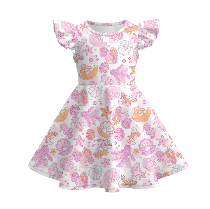 Sea shell coral twirly dress Sisters summer Outfits