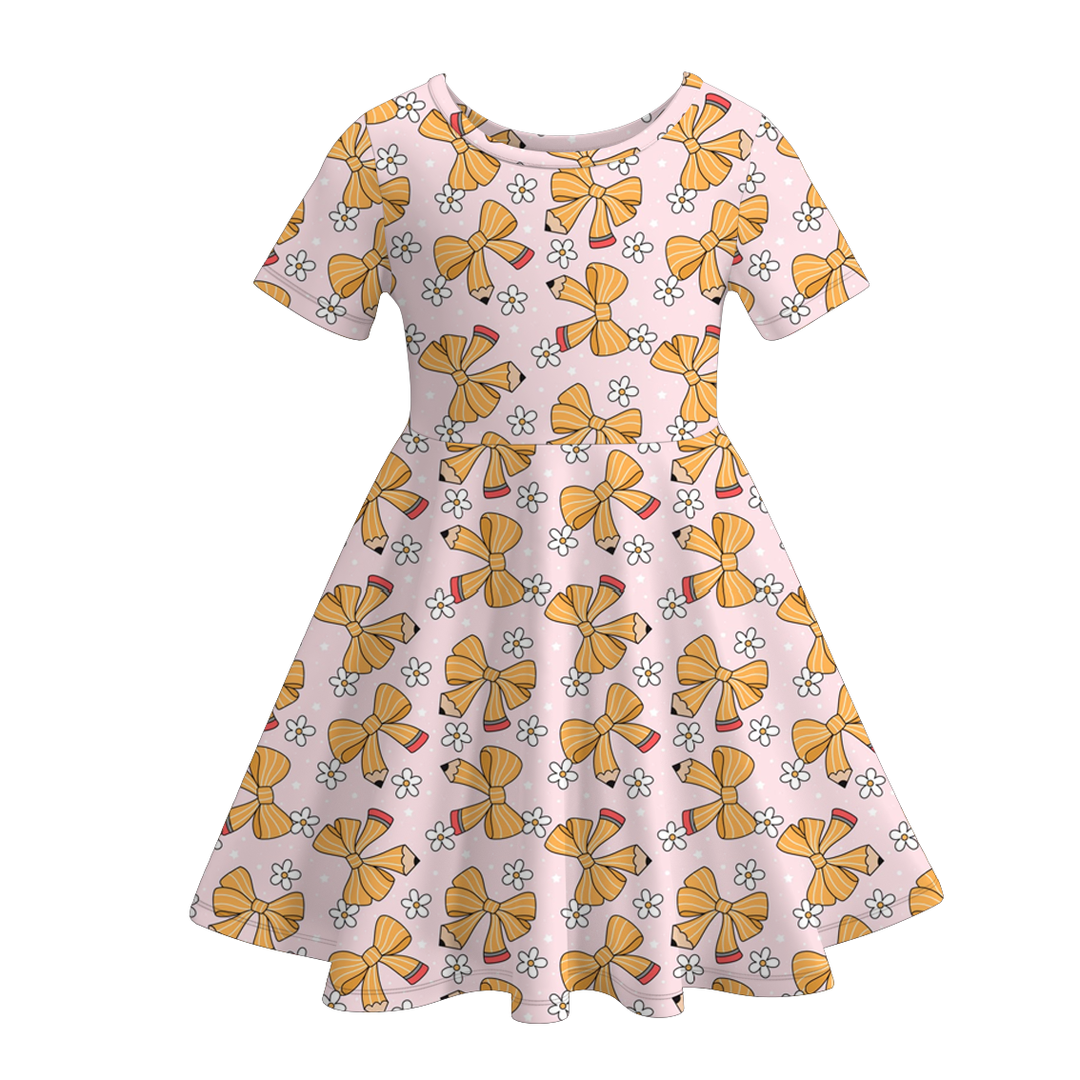 Back to school smiley plaid twirl dress
