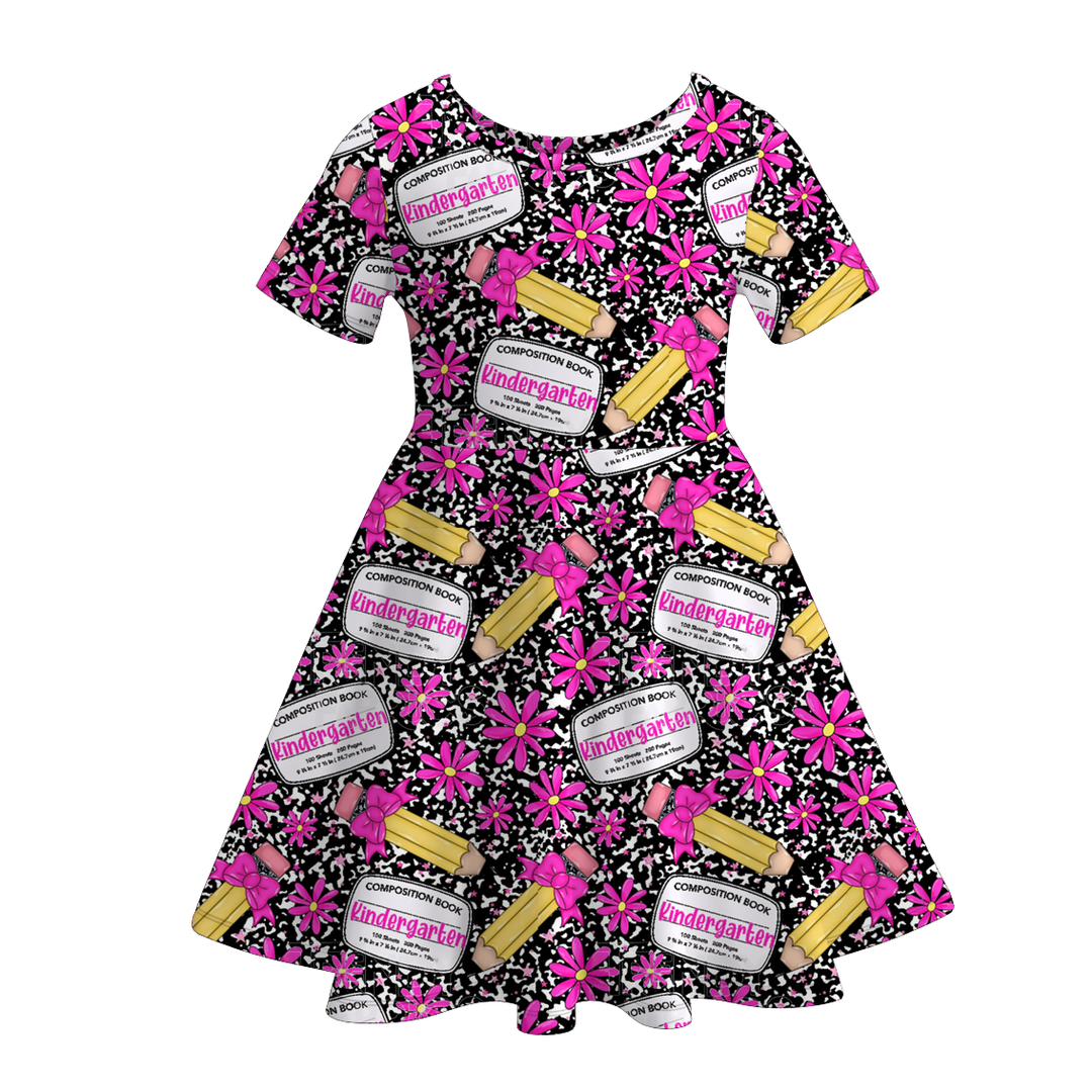 Back to school smiley plaid twirl dress