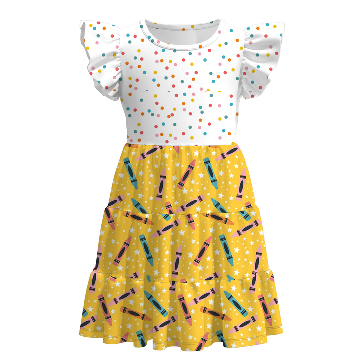 Girls Back To School Color crayons pencil Dress