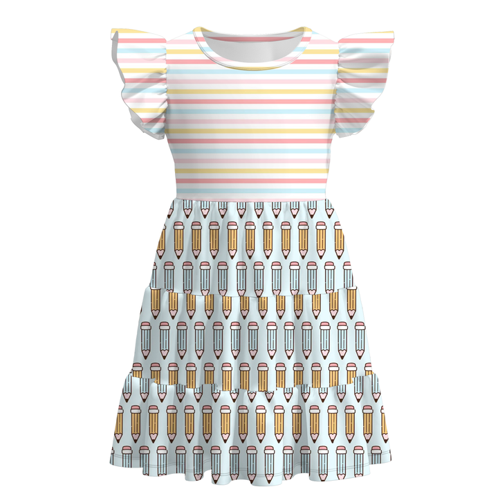 Girls Back To School Color crayons pencil Dress
