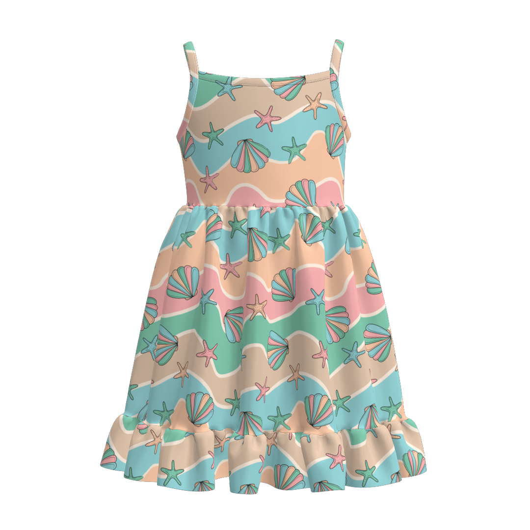 Girls Colorful summer sleeveless dress for beach seaside