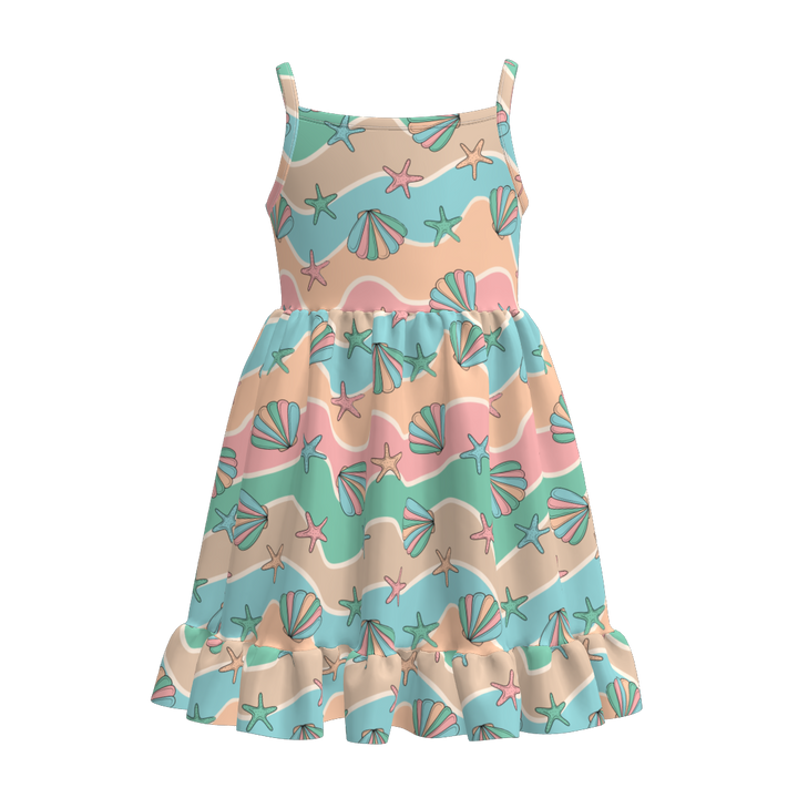 Girls Colorful summer sleeveless dress for beach seaside