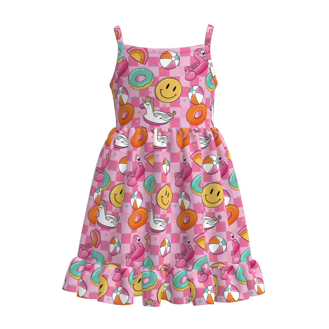 Girls Colorful summer sleeveless dress for beach seaside